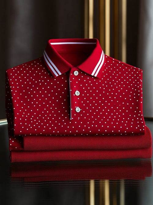 Men's Classic Business Logo Button Short Sleeve Polo Shirt