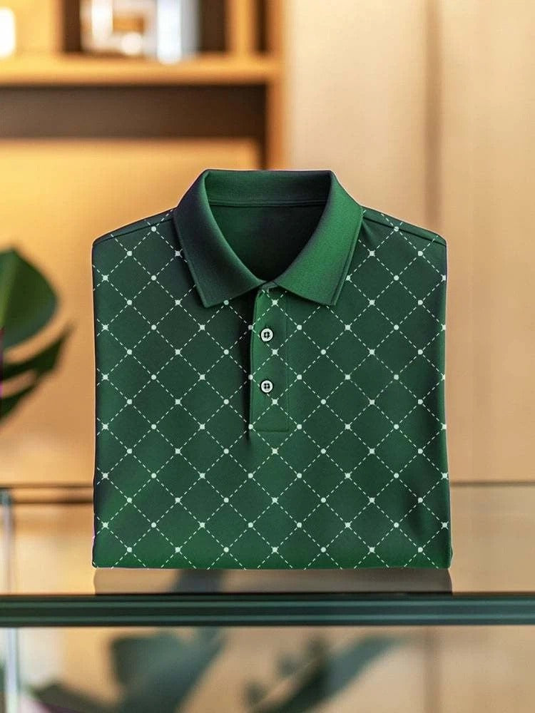 Men's Business Casual Button Short Sleeve Polo Shirt