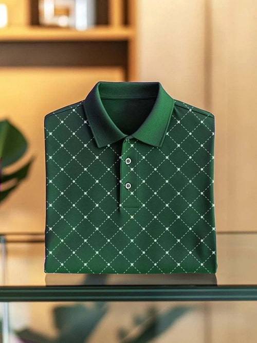 Men's Business Casual Button Short Sleeve Polo Shirt