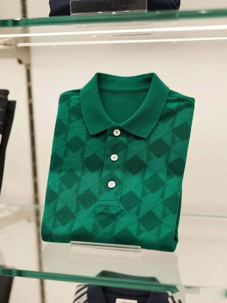 Men's Business Casual Button Short Sleeve Polo Shirt
