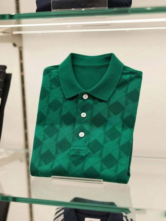 Men's Business Casual Button Short Sleeve Polo Shirt