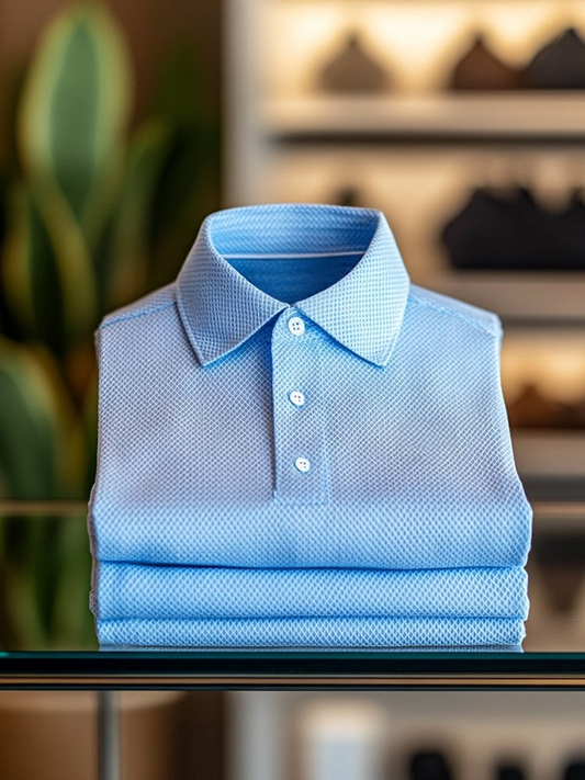 Men's Business Casual Button Short Sleeve Polo Shirt