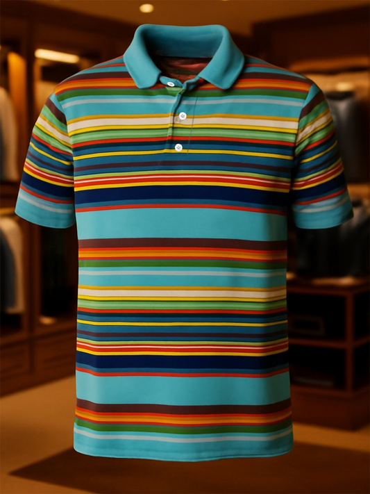 Men's Business Casual Button Short Sleeve Polo Shirt