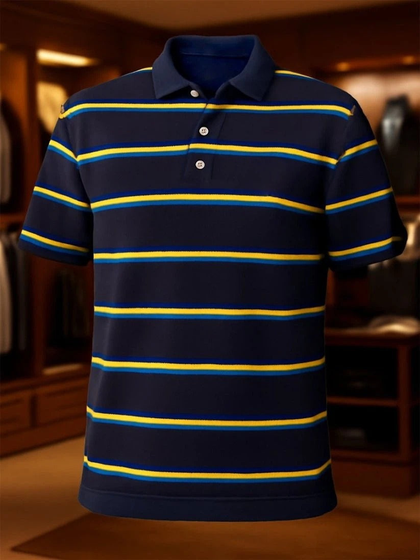 Men's Business Casual Button Short Sleeve Polo Shirt