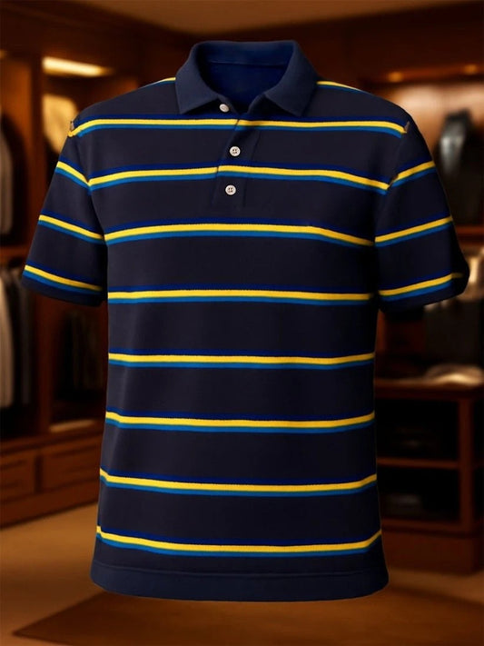 Men's Business Casual Button Short Sleeve Polo Shirt