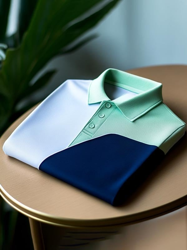 Men's Business Classic Striped Logo Short Sleeve Polo Shirt