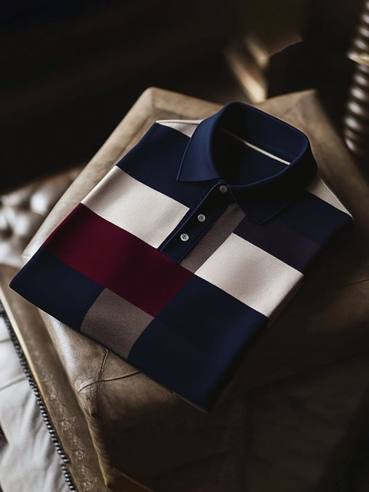 Men's Classic Business Logo Button Short Sleeve Polo Shirt