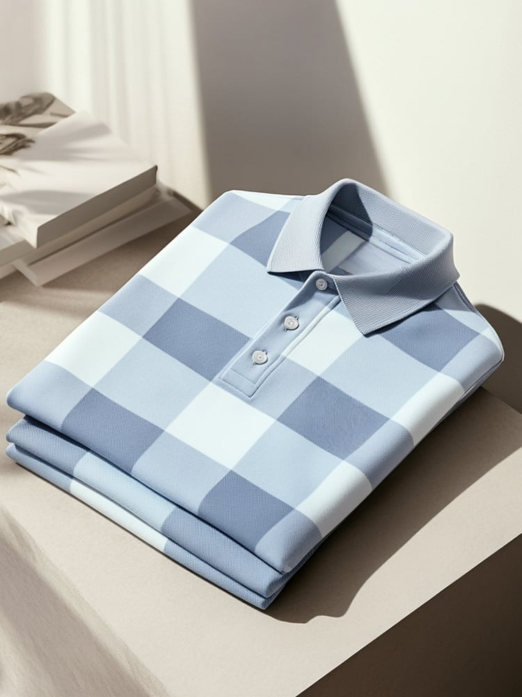 Men's Classic Business Logo Button Short Sleeve Polo Shirt