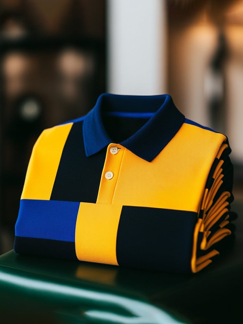 Men's Classic Business Logo Button Short Sleeve Polo Shirt