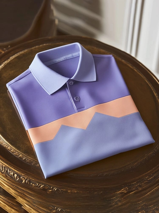 Men's Classic Business Logo Button Short Sleeve Polo Shirt