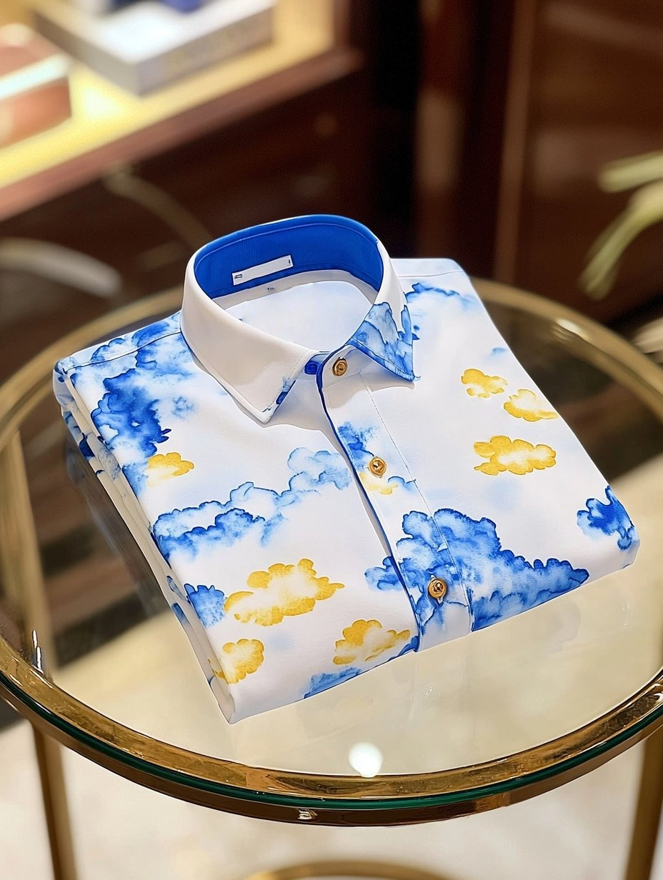 Men's Business Casual Button Short Sleeve Polo Shirt