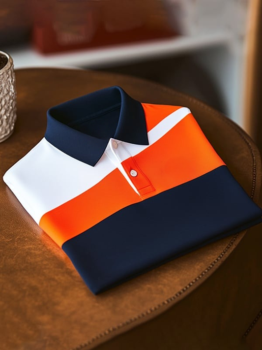 Men's Classic Contrast Logo Short Sleeve Polo Shirt