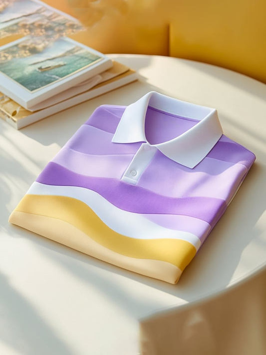 Men's Classic Business Logo Button Short Sleeve Polo Shirt