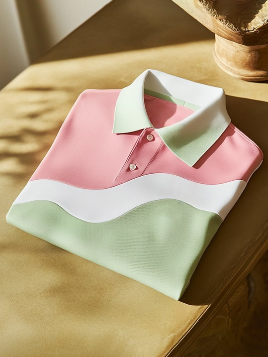 Men's Classic Business Logo Button Short Sleeve Polo Shirt