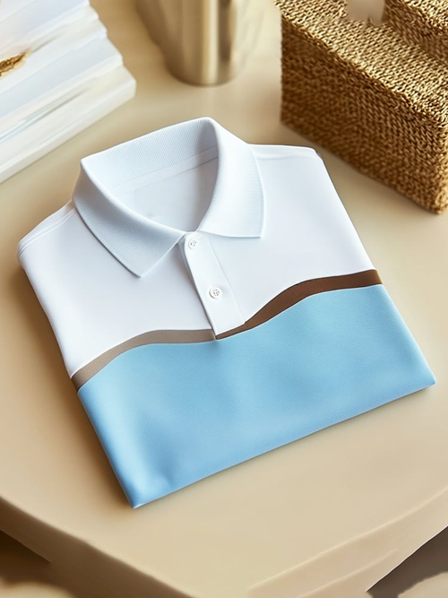 Men's Classic Business Logo Button Short Sleeve Polo Shirt