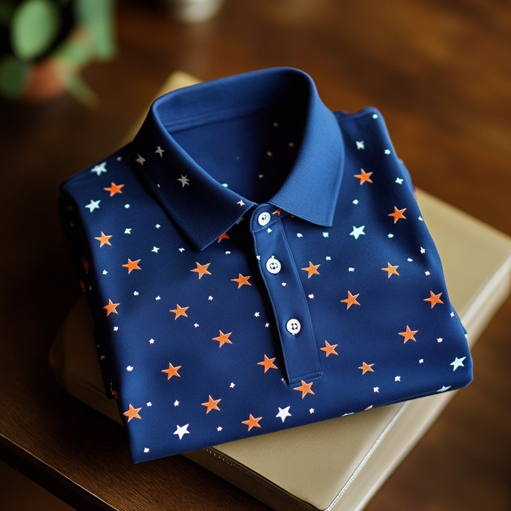 Men's Business Casual Button Short Sleeve Polo Shirt