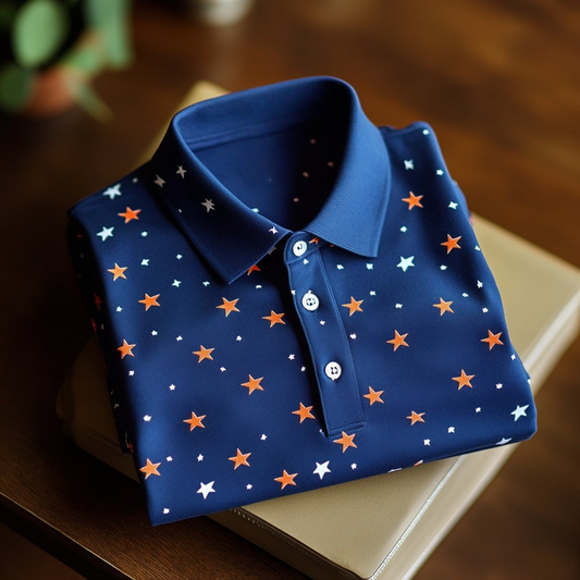 Men's Business Casual Button Short Sleeve Polo Shirt