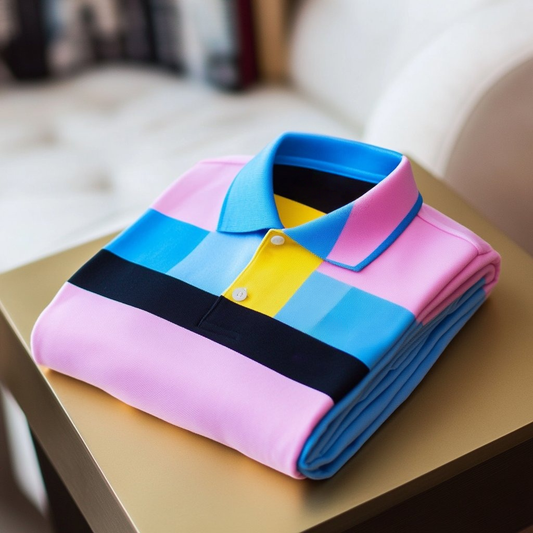 Men's Classic Business Logo Button Short Sleeve Polo Shirt