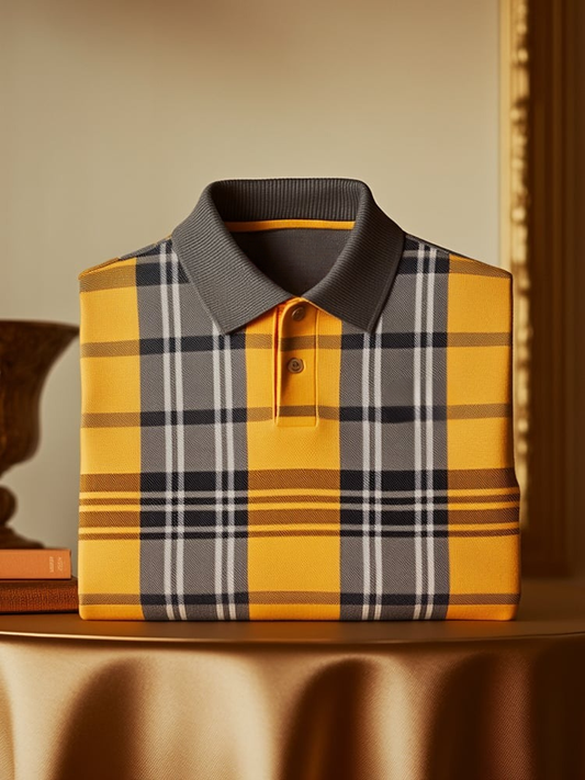 Men's Classic Business Logo Button Short Sleeve Polo Shirt