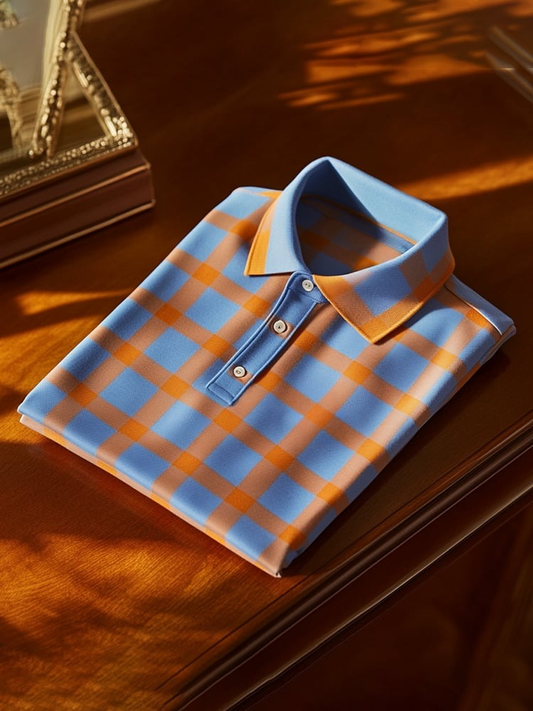 Men's Classic Business Logo Button Short Sleeve Polo Shirt