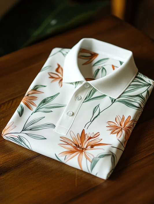 Men's Business Casual Button Short Sleeve Polo Shirt