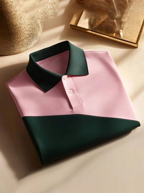 Men's Classic Business Logo Button Short Sleeve Polo Shirt