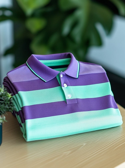 Men's Business Casual Button Short Sleeve Polo Shirt