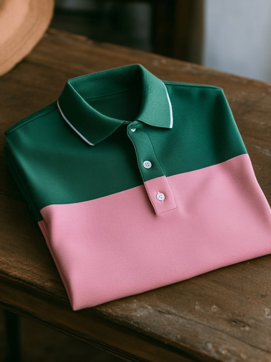 Men's Business Casual Button Short Sleeve Polo Shirt