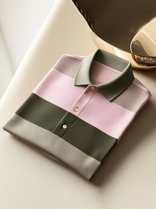 Men's Classic Business Logo Button Short Sleeve Polo Shirt