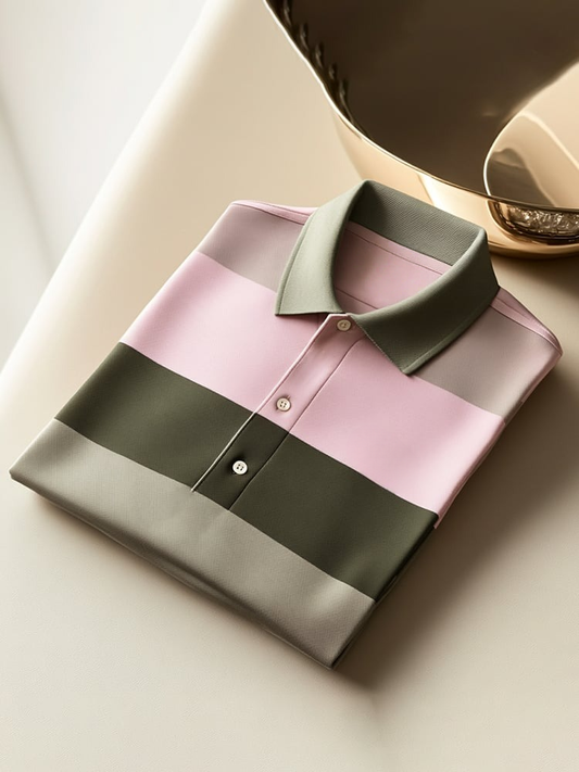 Men's Classic Business Logo Button Short Sleeve Polo Shirt