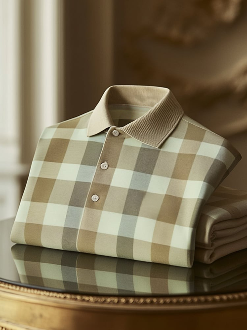 Men's Classic Business Logo Button Short Sleeve Polo Shirt