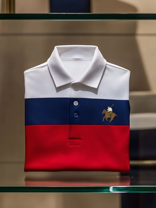 Men's Classic Business Check Logo Button Short Sleeve Polo Shirt