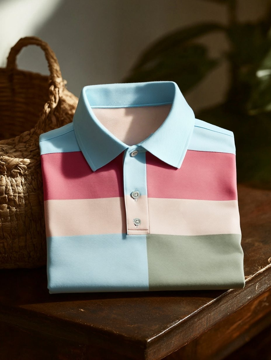 Men's Business Casual Button Short Sleeve Polo Shirt