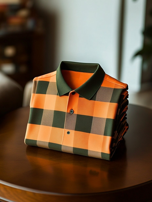Men's Business Casual Button Short Sleeve Polo Shirt