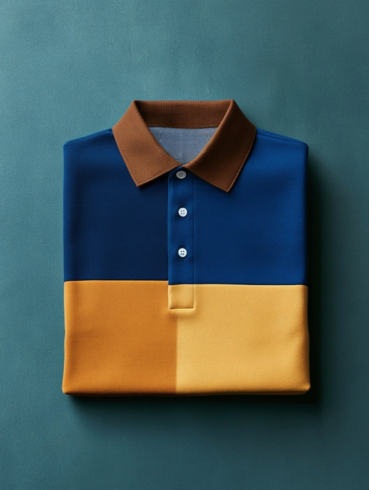 Men's Business Casual Button Short Sleeve Polo Shirt