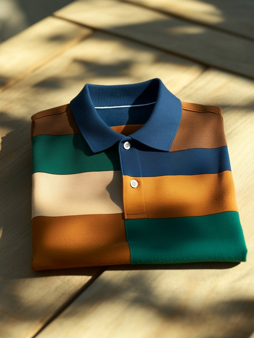 Men's Business Casual Button Short Sleeve Polo Shirt
