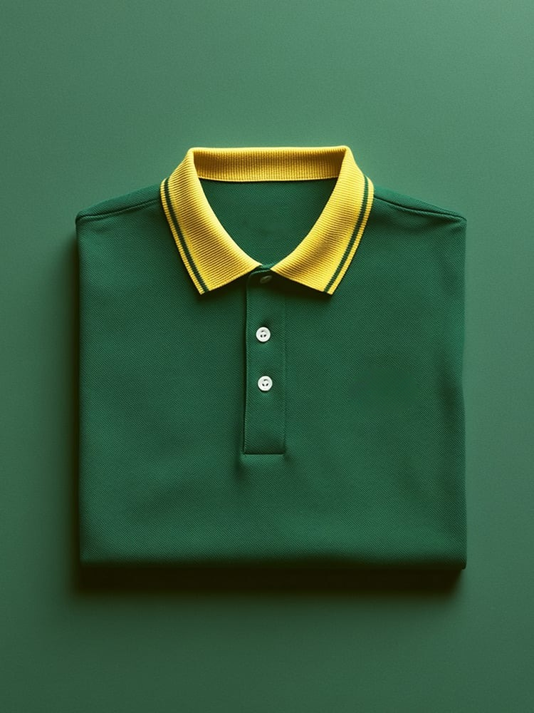 Men's Business Casual Green Button Short Sleeve Polo Shirt
