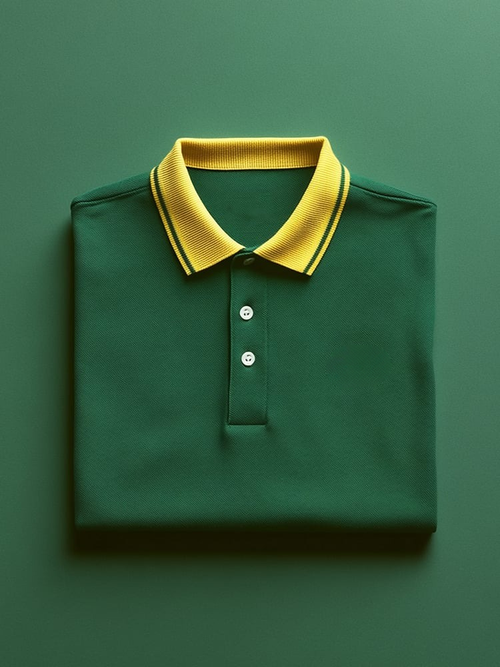 Men's Business Casual Green Button Short Sleeve Polo Shirt