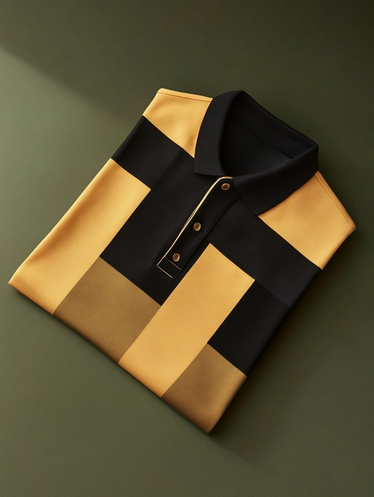 Men's Business Casual Button Short Sleeve Polo Shirt