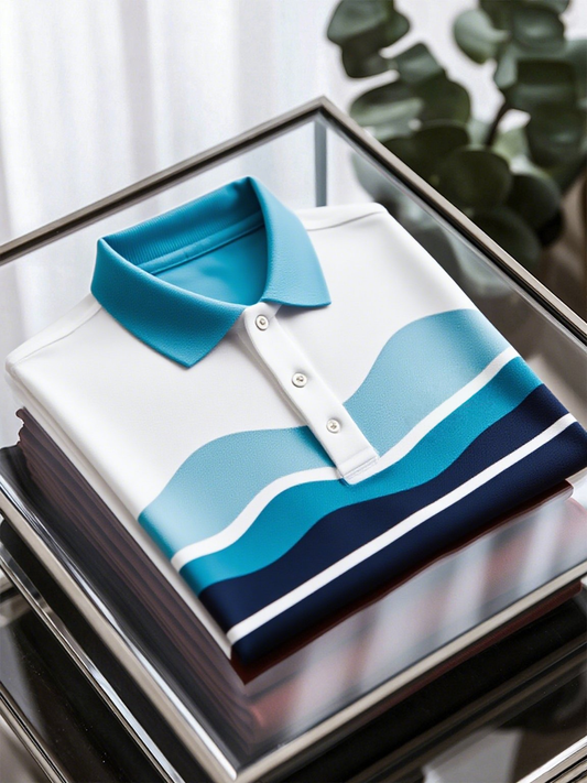 Men's Business Casual Art Button Short Sleeve Polo Shirt