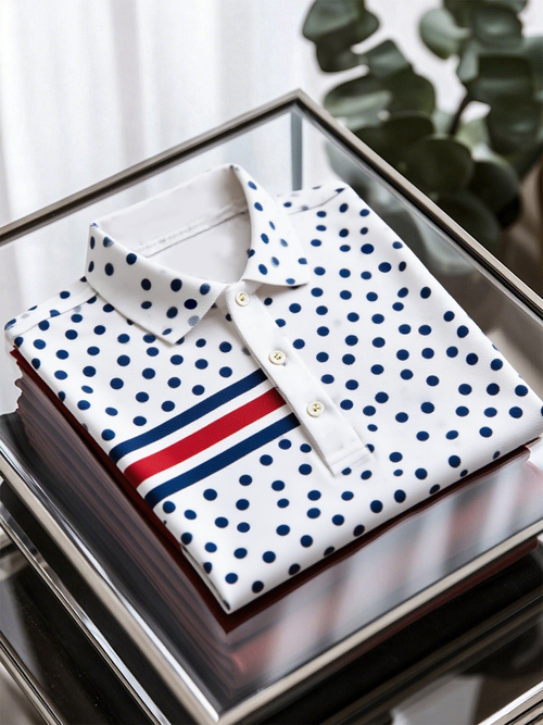 Men's Business Casual Art Button Short Sleeve Polo Shirt