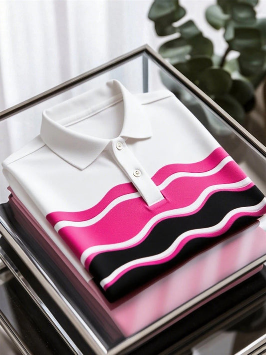 Men's Business Casual Art Button Short Sleeve Polo Shirt