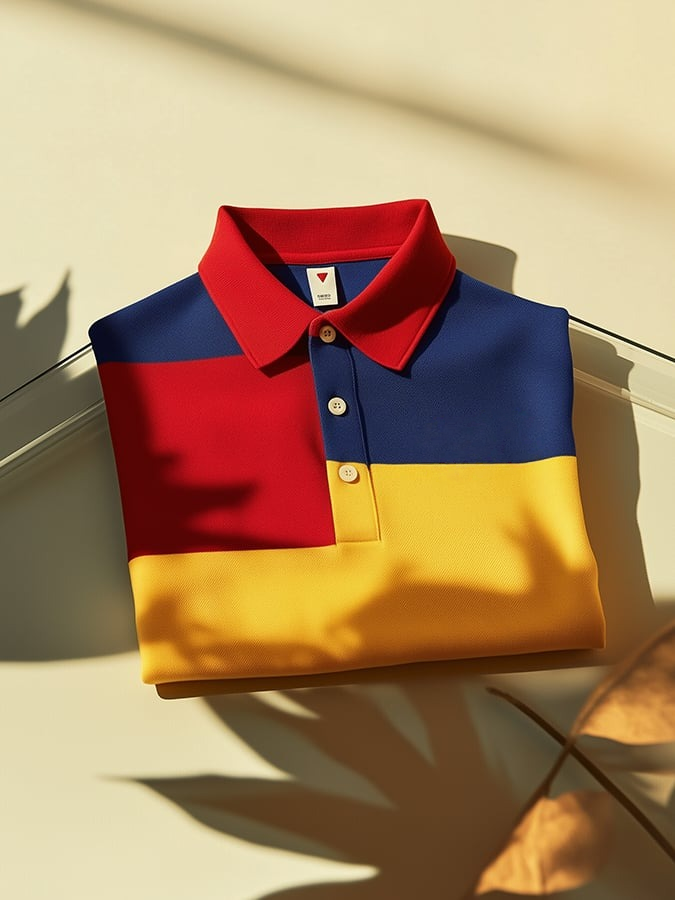 Men's Classic Business Old Money Button Short Sleeve Red Polo Shirt