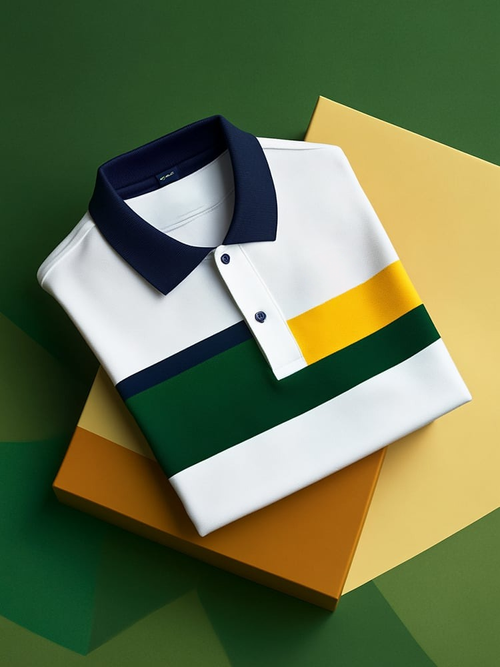 Men's Classic Business Check Logo Button Short Sleeve Polo Shirt