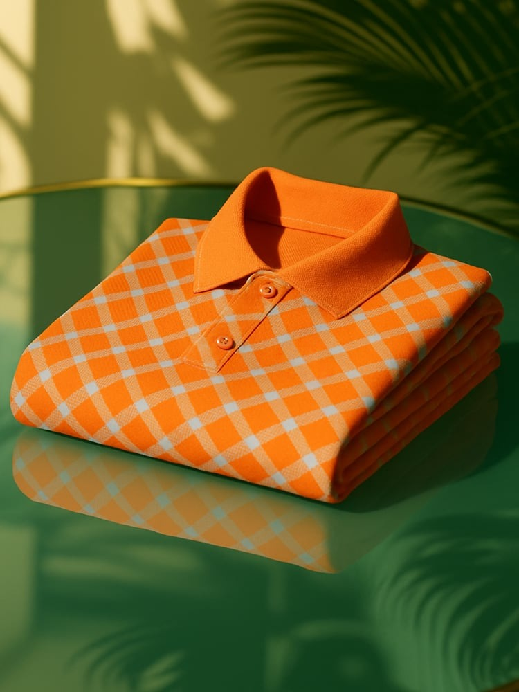 Men's Business Casual Old Money Print Button-Down Polo Shirt