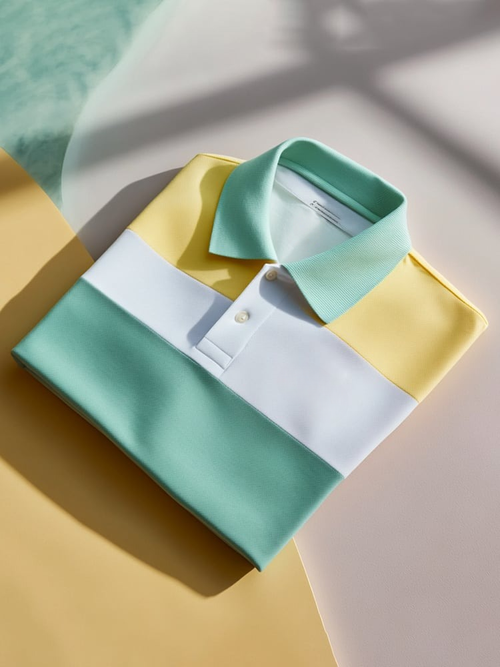 Men's Classic Business Check Logo Button Short Sleeve Polo Shirt