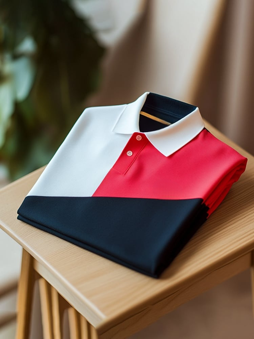 Men's Classic Business Check Logo Button Short Sleeve Polo Shirt