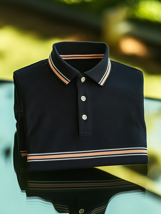 Men's Business Casual Button Short Sleeve Polo Shirt