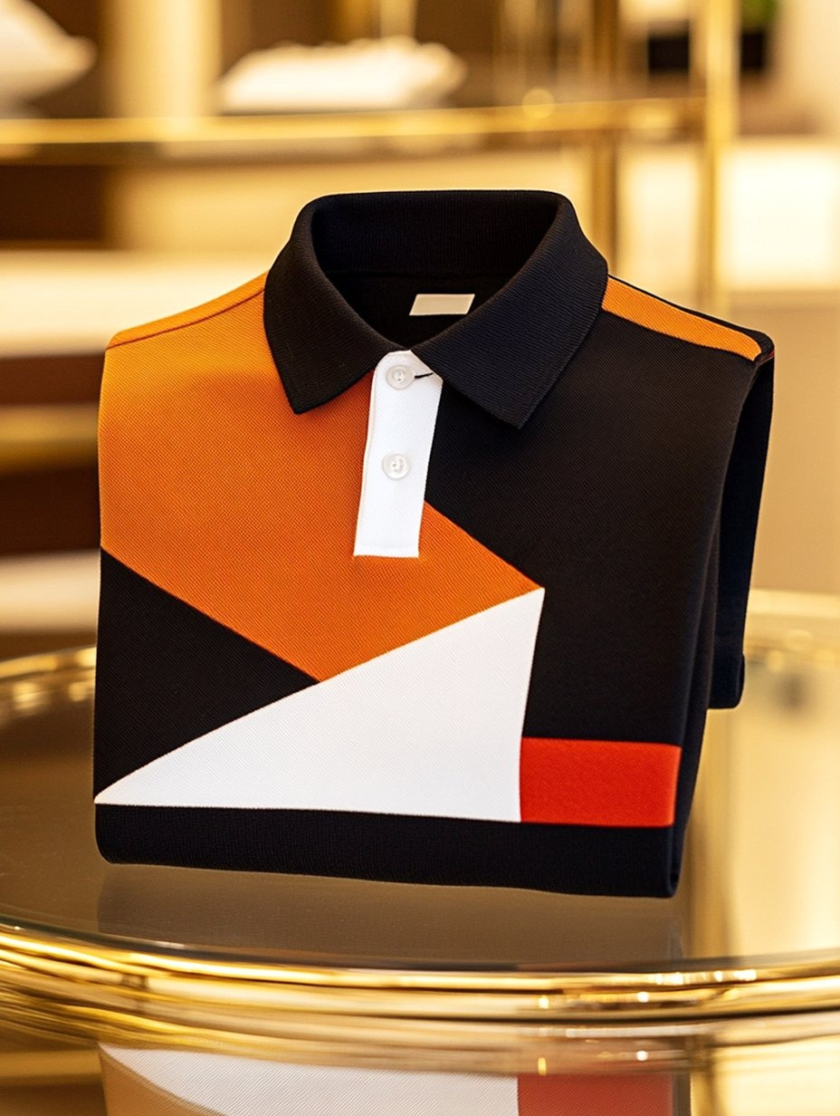 Men's Business Casual Artistic Button Short Sleeve Polo Shirt