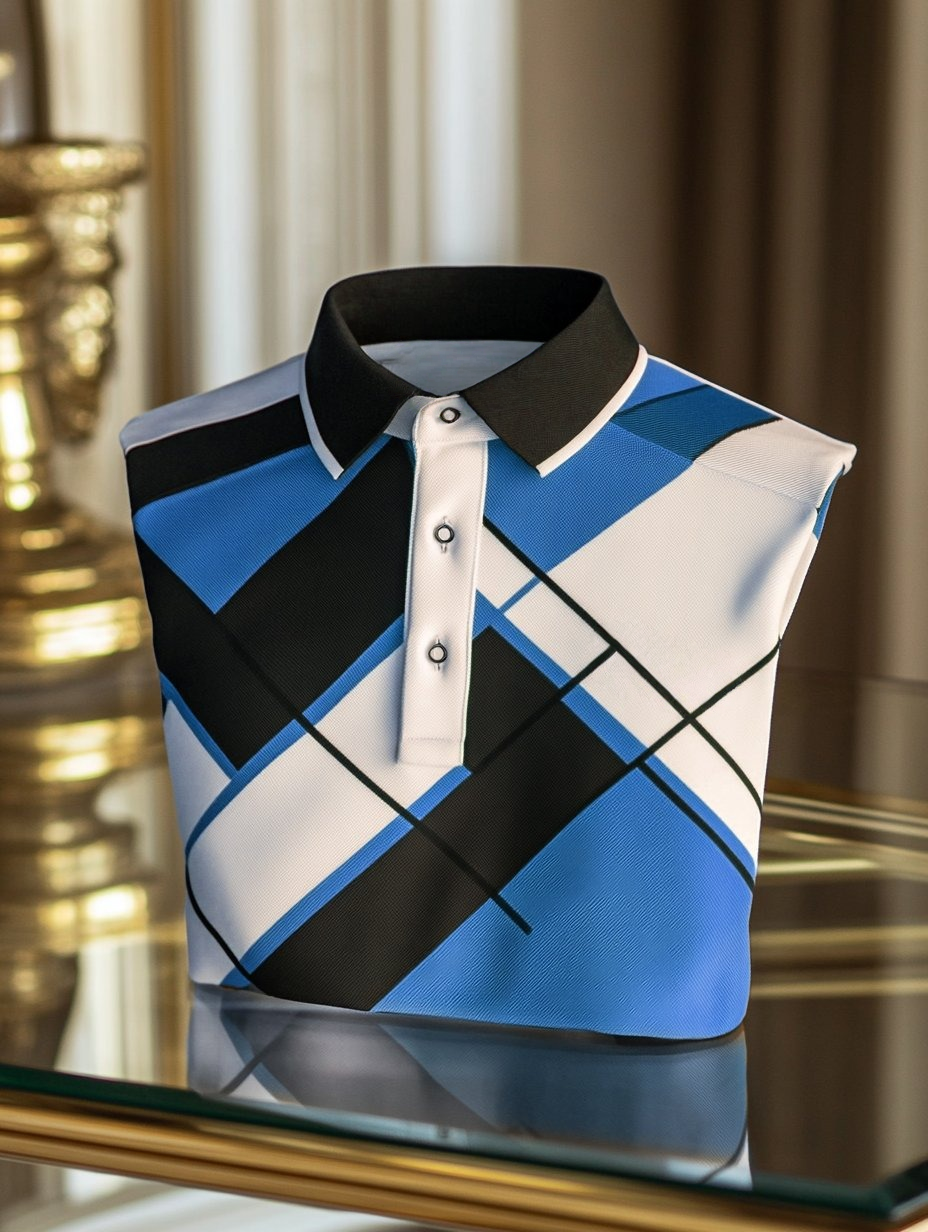 Men's Business Casual Artistic Button Short Sleeve Polo Shirt